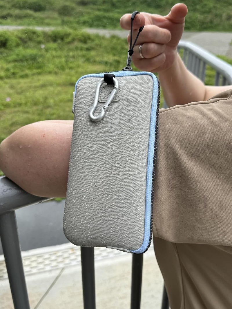 OneJoy Phone Sleeve Lightweight Cell Phone Pouch for Mobile Protection, Slim Fit and Durable, with Clip-on for Easy Carrying, Enough for 6.1" to 6.9" Cellphone [ Beige ] - Image 5